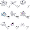 316L Surgical Stainless Steel Clear Cubic Zirconia L-Shaped Nose Rings WG135CD-15-2