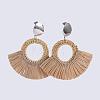 Handmade Reed Cane/Rattan Woven Dangle Earrings EJEW-JE03034-01-1