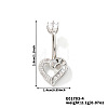 Heart Brass Rhinestone Belly Rings Curved Barbell OZ3962-4-1