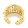 Rack Plating Brass Micro Pave Cubic Zirconia Wide Open Cuff Ring for Women RJEW-C082-04G-3