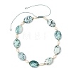 Adjustable Natural Fire Crackle Agate(Dyed & Heated) Oval and Pearl Braided Bead Necklaces NJEW-JN06570-2