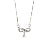 Brass Pave Clear Cubic Zirconia Infinity with Teardrop Tassel Pendant 304 Stainless Steel Cable Chain Necklaces for Women WG236C9-02-2