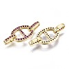 Real 16K Gold Plated Brass Micro Pave Cubic Zirconia Links Connectors KK-S061-89-G-NR-2