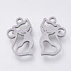Tarnish Resistant 201 Stainless Steel Kitten Pendants X-STAS-S110-048P-1
