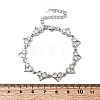 Heart Brass Micro Pave Cubic Zirconia Link Chain Bracelets BJEW-L715-01P-01-5