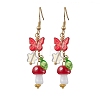 304 Stainless Steel Butterfly & Mushroom Dangle Earrings for Women EJEW-JE06235-01-1