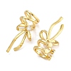 Brass Micro Pave Clear Cubic Zirconia Bowknot Cuff Earrings EJEW-P295-01G-2