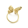 Rack Plated Brass Micro Pave Cubic Zirconia Butterfly Open Cuff Rings for Women RJEW-Z039-14G-3
