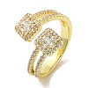 Rack Plating Brass Micro Pave Cubic Zirconia Cuff Rings RJEW-H228-12G-1