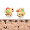 925 Sterling Silver Lawn Green Enamel Beads STER-T008-64G-3