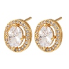 Brass Micro Pave Cubic Zirconia Stud Earrings for Women EJEW-F418-12G-2