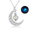 Alloy Resin Moon Pumpkin Pendants Necklaces NJEW-S417-01A-4