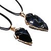 Black Obsidian Arrowhead Pendant Natural Stone Irregular Shield Necklace Jewelry CV2982-1-1