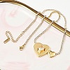 304 Stainless Steel Clear Glass Heart Pendant Rhinestone Tennis Necklaces for Women NJEW-A074-01G-2