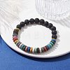 Dyed Colorful Natural Lava Rock Beaded Strtch Bracelets BJEW-JB10052-02-2