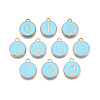 Light Gold Plated Alloy Enamel Charms ENAM-T010-05G-01-1
