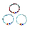 Two Tone Crackle Glass & Handmade Lampwork Beads Stretch Bracelets for Women BJEW-JB13844-3