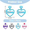 FIBLOOM 4 Pairs 4 Colors Heart with Word Kiss Me Acrylic Dangle Stud Earrings EJEW-FI0002-34-2