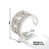 Fashionable Unisex Brass Micro Pave Clear Cubic Zirconia Open Cuff Rings VA2990-16-1