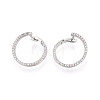 Brass Micro Pave Clear Cubic Zirconia Ring Hoop Earrings X-EJEW-T048-38P-1