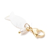 Shell Finsh & Cultured Freshwater Pearl Pendant Decorations HJEW-JM04637-4