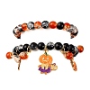 2Pcs Spray Painted Crackle Glass Round Beads Stretch Bracelets BJEW-JB12484-02-3
