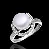 Brass Round Imitation Pearl Finger Rings For Party RJEW-BB10291-6-2