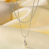 304 Stainless Steel Teardrop Pendant Double Layer Necklaces for Women WG23FFF-02-1