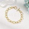 Brass Diamond Cut Textured Round Link Chain Bracelets for Women BJEW-JB14115-2