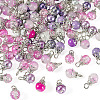 100Pcs Mixed Styles Glass Pendants PALLOY-TADJ00010-2