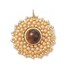 Natural Tiger Eye & Glass Beaded Pendants PALLOY-MZ01353-01-1