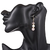 Round Natural Rose Quartz Dangle Earrings EJEW-JE06778-02-4