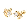 S995 Sterling Silver Clear Cubic Zirconia Stud Earrings EJEW-C179-02G-4