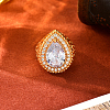 Vintage Bohemian Brass Micro Pave Cubic Zirconia Cuff Open Rings for Women VA3627-1-1