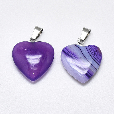Natural Banded Agate/Striped Agate Pendants G-T122-24H-1