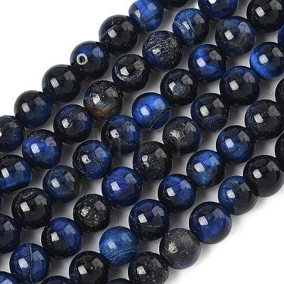 Grade B Natural Tiger Eye Beads Strands G-F591-18-6mm-01-1