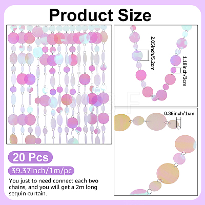 20Pcs PVC Sequin Round Beaded Curtain AJEW-CN0006-55A-1