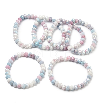 AB Color Faceted Rondelle Glass Beaded Stretch Bracelets for Women BJEW-PH01820-09-1