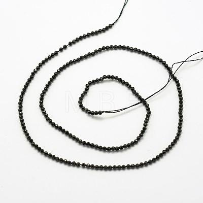 Faceted Natural Black Spinel Beads Strands G-F507-04-1