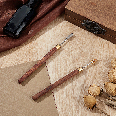 2Pcs 2 Styles Stainless Steel Leather Edge Oil Pen TOOL-NB0002-29A-1