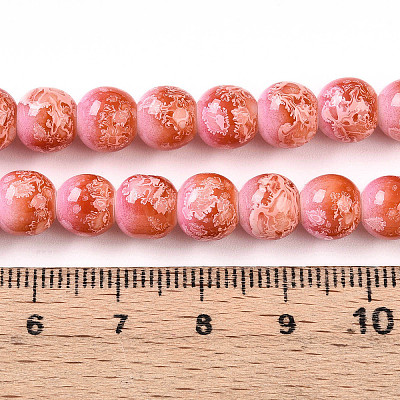 Baking Paint Glass Beads Strands DGLA-N008-8mm-01-1