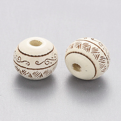Painted Natural Wood Beads X-WOOD-N006-02A-04-1