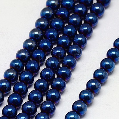 Electroplate Non-magnetic Synthetic Hematite Beads Strands G-J169A-6mm-03-1