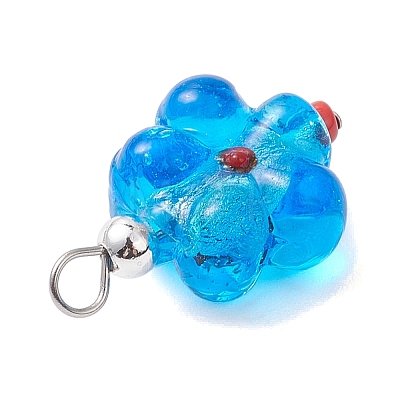 6Pcs 6 Colors Handmade Silver Foil Glass Lampwork Pendants PALLOY-JF04685-1