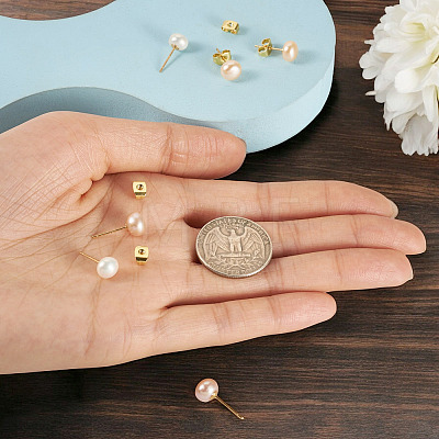 6Pcs 3 Colors Natural Cultured Freshwater Pearl Stud Earrings EJEW-TAC00026-1