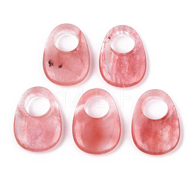 Cherry Quartz Glass Large Hole Pendants G-N348-06B-03-1