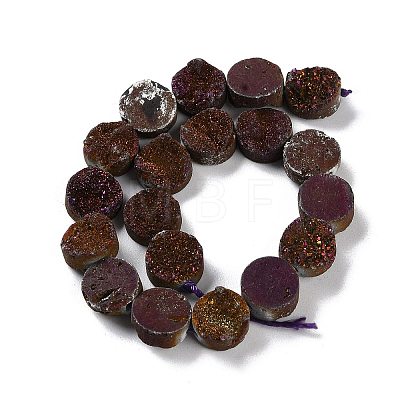 Electroplated Natural Druzy Agate Beads Strands G-M433-01E-1