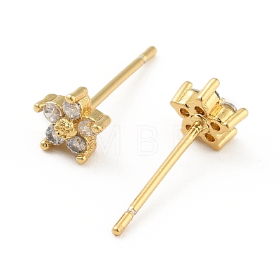 Cubic Zirconia Flower Stud Earrings EJEW-C035-15G-05-1