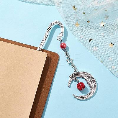 Alloy Moon Pendant Bookmark AJEW-JK00296-05-1