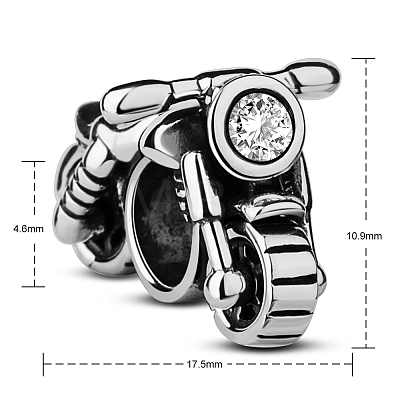 TINYSAND Motorcycle Thai 925 Sterling Silver European Beads TS-C-073-1